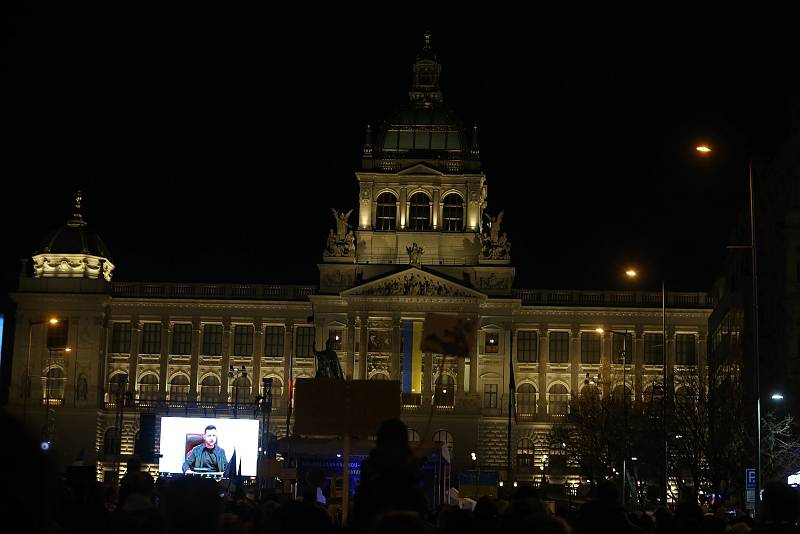 Z demonstrace na Václavském náměstí 4. března 2022.