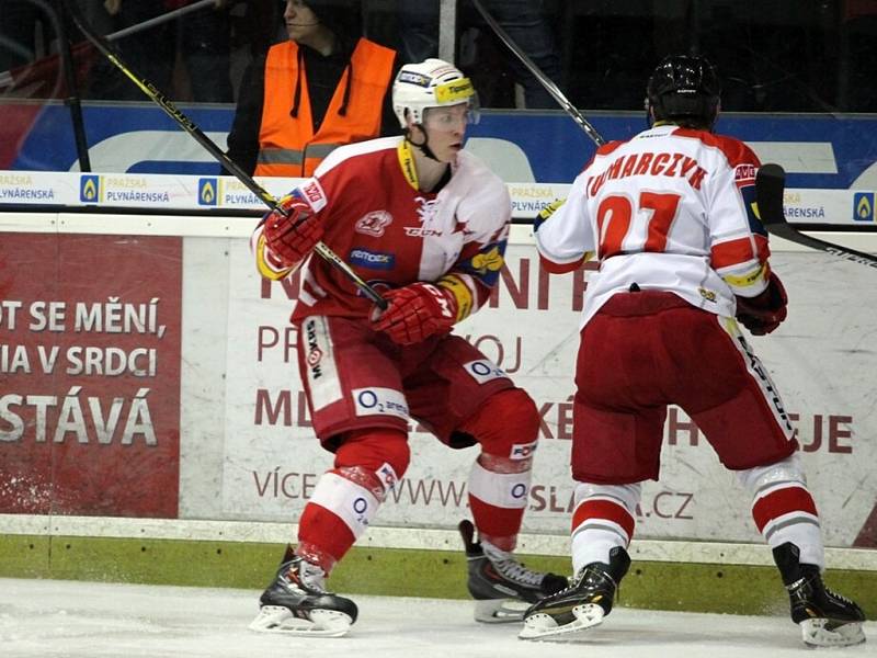 Hokejová baráž Slavia Praha - Olomouc. 14. dubna 2015.