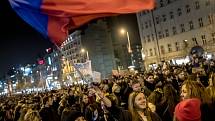 Na pražském Václavském náměstí 15. listopadu protestovali lidé proti premiérovi Andreji Babišovi.