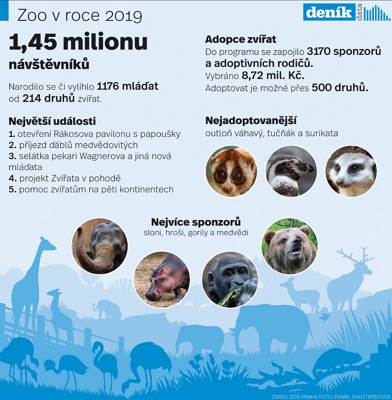 Rok 2019 v pražské zoologické zahradě. Infografika.