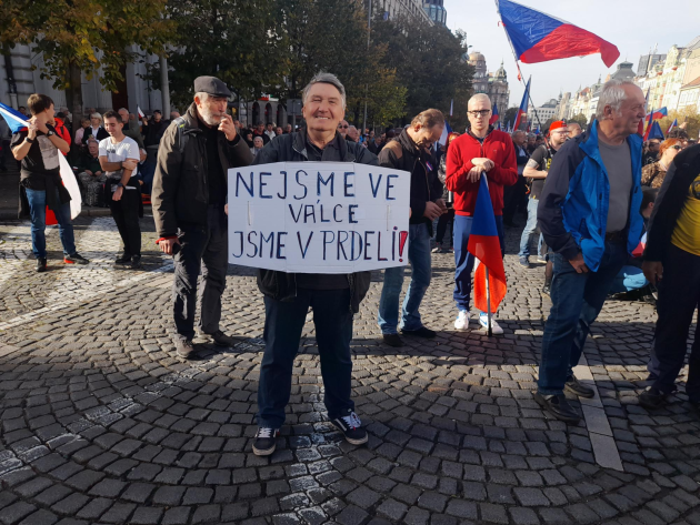 Demonstrace na Václavském náměstí 28. října 2022.