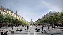 Praha schválila novou studii revitalizace Václavského náměstí. Tramvaje nově pojedou po obou stranách a ne středem, jak se plánovalo dříve.
