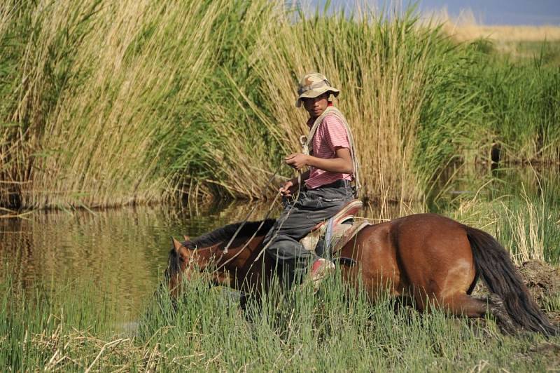 Současné Mongolsko: jurty, ale i moderní stavby dopravní zácpy. Ale také stále ještě jezdci na koních…