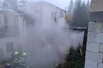 Požár bytu v Praze.