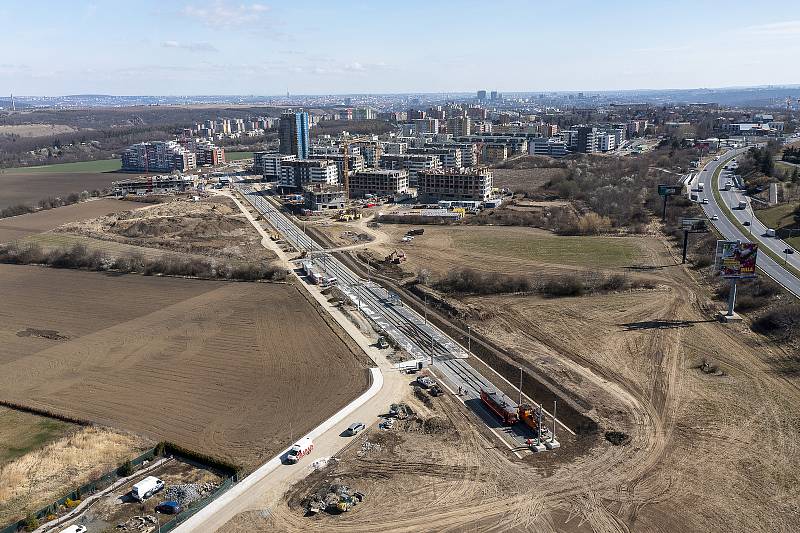 Tramvajová trať Barrandov - Holyně je dostavěná. Foto: se souhlasem STRABAG Rail