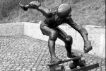 Skateboarder statue.  Picture from 1990.