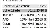 Pětice volebních uskupení, která v daném místě získala největší podporu v eurovolbách.