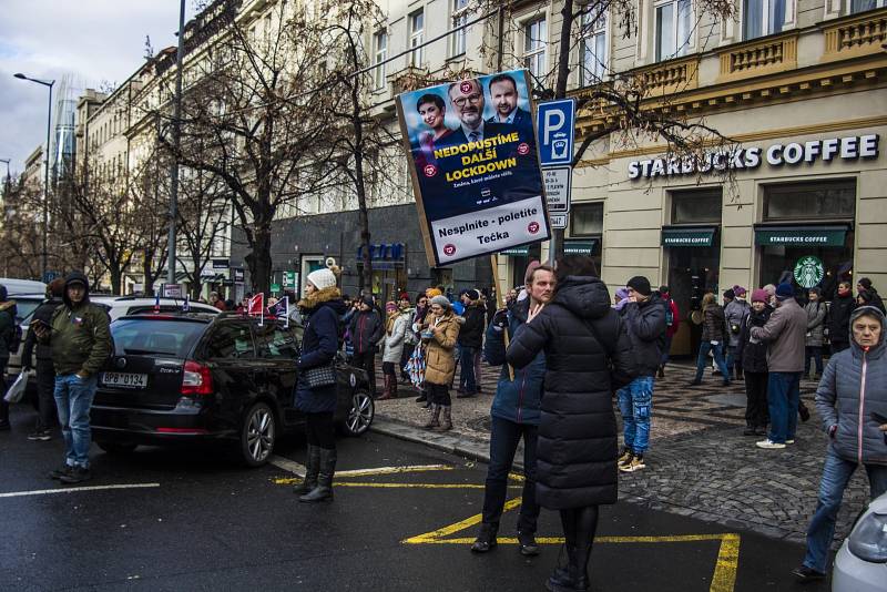 Demonstrace proti povinné vakcinaci, Praha 9. ledna 2022.