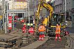 Rekonstrukce tramvajové trati v Zenklově ulici.