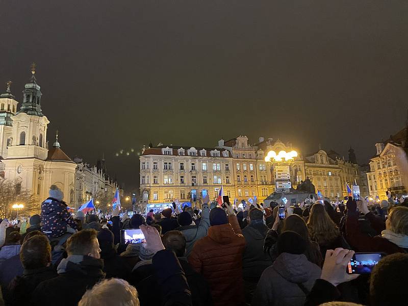 Shromáždění na podporu prezidentského kandidáta Petra Pavla.