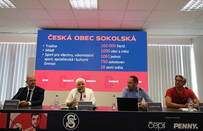 Tisková konference České obce sokolské (ČOS) k XVII. všesokolskému sletu 2024.