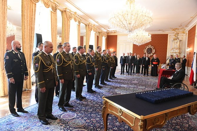 Prezident Miloš Zeman jmenoval nové generály, 8. května 2022, Pražský hrad.