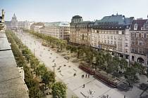 Praha schválila novou studii revitalizace Václavského náměstí. Tramvaje nově pojedou po obou stranách a ne středem, jak se plánovalo dříve.