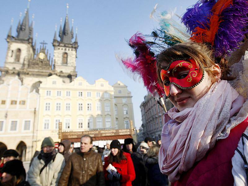 Masopustní rej 11. února na pražském Staroměstském náměstí.