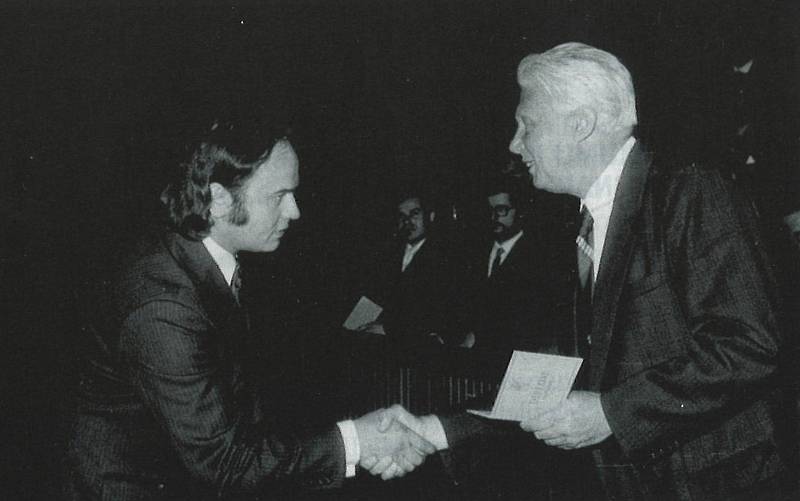 Jan Malý a první ředitel IKEM Prokop Málek v roce 1973.
