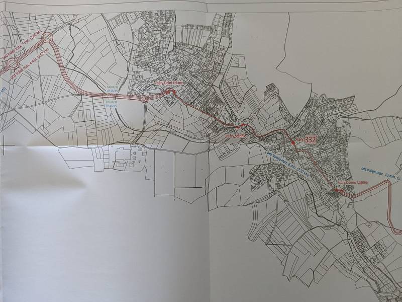 Ilustrační mapka k plánům na trolejbusy u Jesenice.