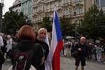 Z příprav na demonstraci s názvem Česká republika na 1. místě na Václavském náměstí v Praze.