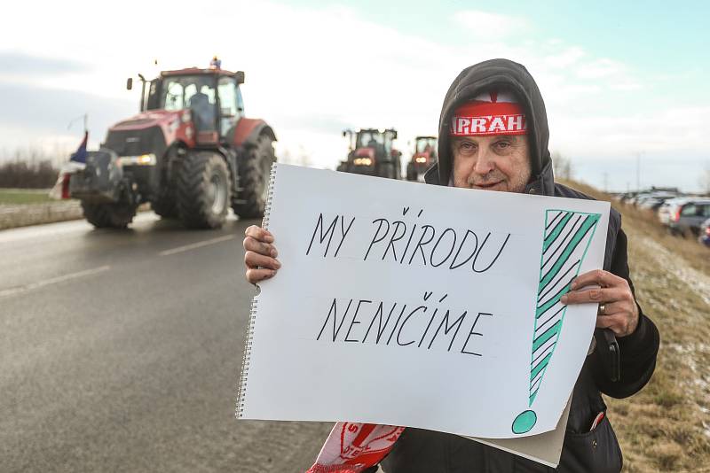 Protest zemědělců ve Vestci u Prahy ve čtvrtek 20. ledna 2022.