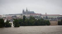Záplavy v centru Prahy 3. června. 
