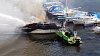 Od Vltavy se valil černý dým. V Podolském přístavu hořela sportovní loď