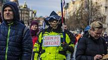 Demonstrace proti povinné vakcinaci, Praha 9. ledna 2022.