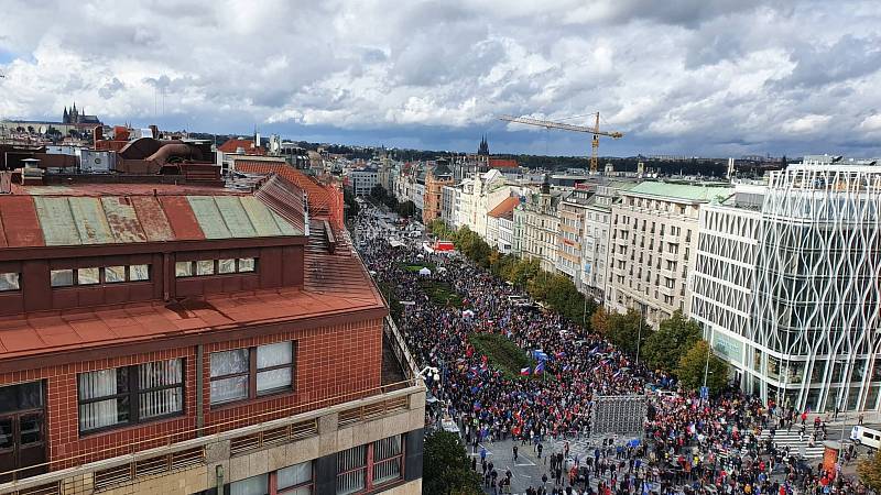 Demonstrace na Václavském náměstí, 28. 9. 2022