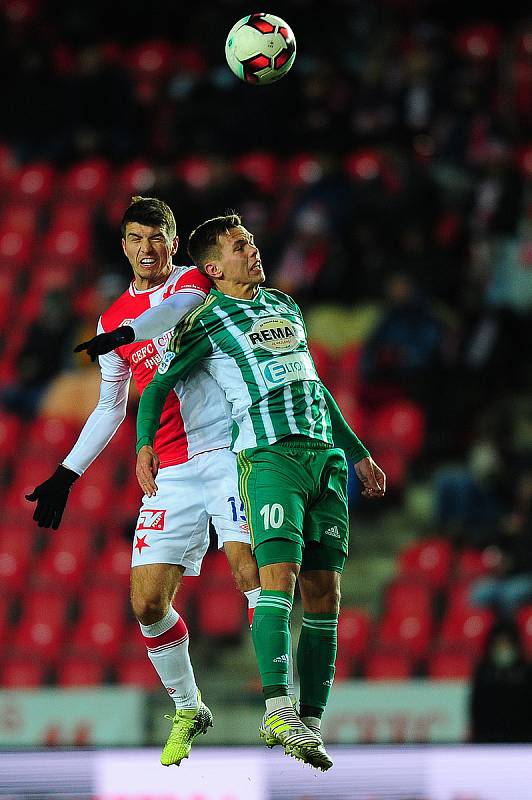 Fotbalové utkání HET ligy mezi celky SK Slavia Praha a Bohemians Praha 1905 25. února v Praze.