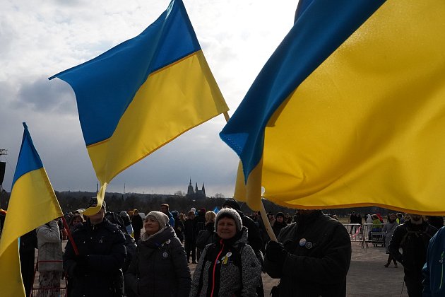 Z koncertu a demonstrace s názvem Letná - Společně pro Ukrajinu, který se konal v neděli 3. dubna 2022.