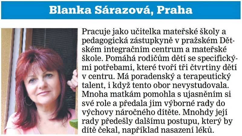 Blanka Sárazová, učitelka mateřské školy, Praha