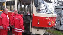 Tramvaje se srazily v obratišti, takže naštěstí nikdo nebyl zraněn.