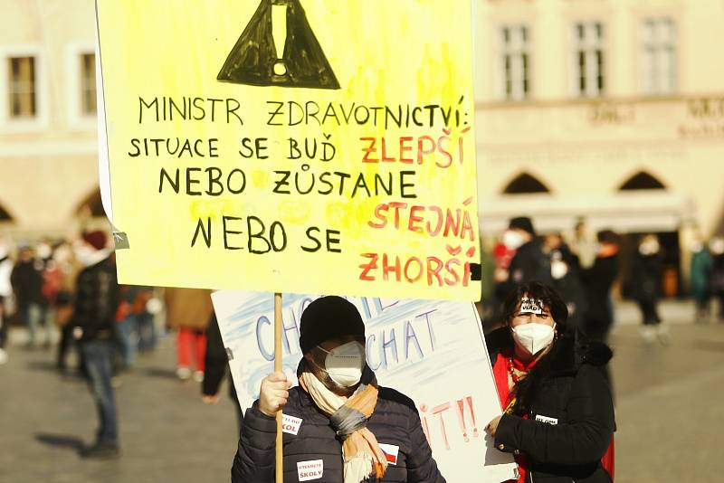 Demonstrace iniciativy Chcípl PES proti vládním opatřením v Praze v neděli 7. března 2021.