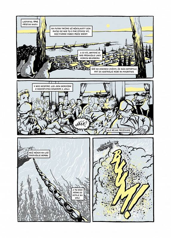 Potopení lodi Patria v komiksové knize Paměti národa Roll Out the Barrels v příběhu Petra Meyera, který nakreslil Ondřej Malina.