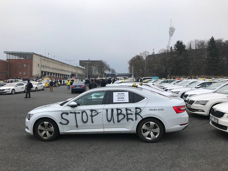 Protest taxikářů v Praze 8. února