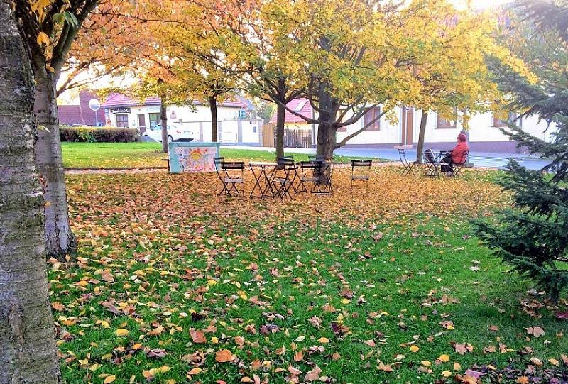Židle v parku v Kolodějích.