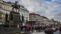 Demonstrace proti povinné vakcinaci, Praha 9. ledna 2022.