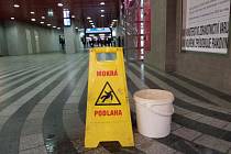Do haly pražského hlavního nádraží dlouhodobě zatéká.