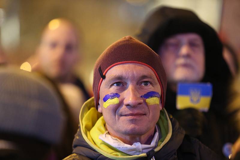 Z demonstrace na Václavském náměstí 4. března 2022.