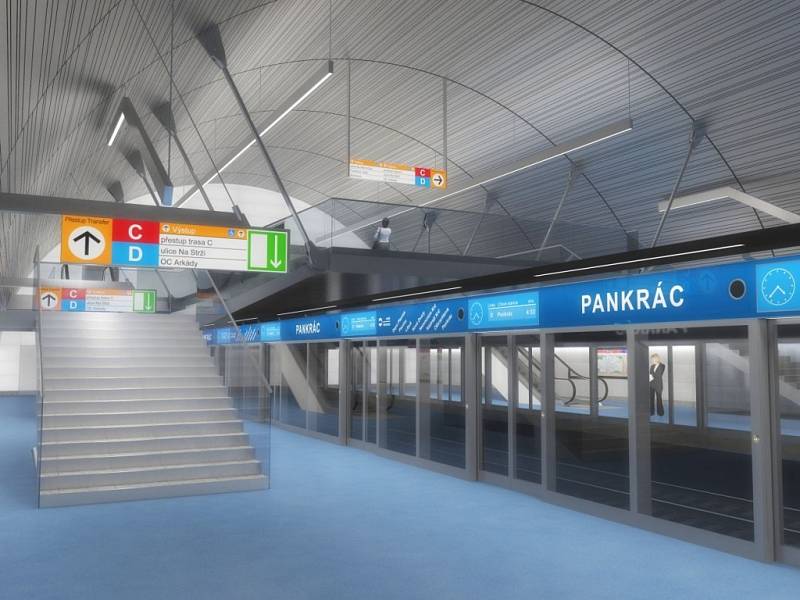 Návrh podoby stanice metra trasy D - Pankrác.