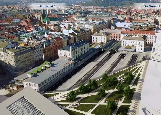 Vizualizace zastřešení nástupišť Masarykova nádraží.
