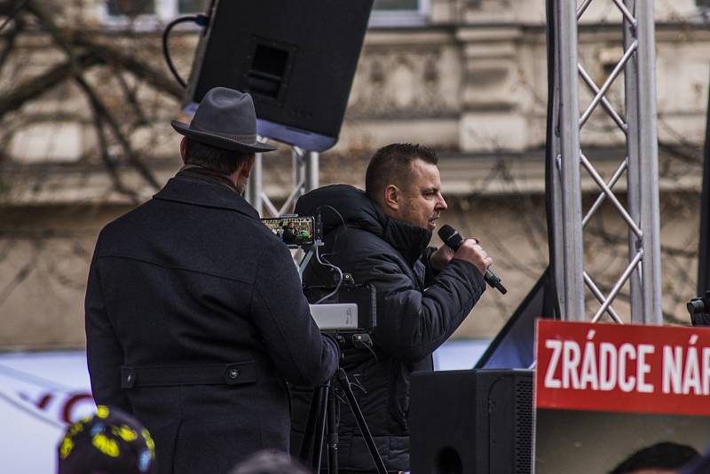Demonstrace proti povinné vakcinaci, Praha 9. ledna 2022.