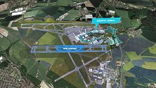 Vizualizace budoucí podoby letiště v Ruzyni. Paralelní dráha.