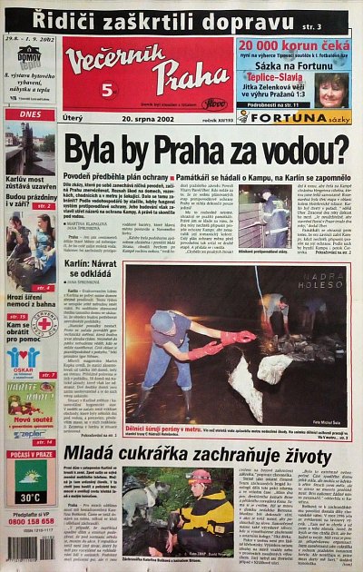 Večerník Prague, August 20, 2002.