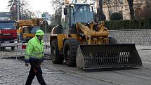 Rekonstrukce tramvajové trati v Zenklově ulici.