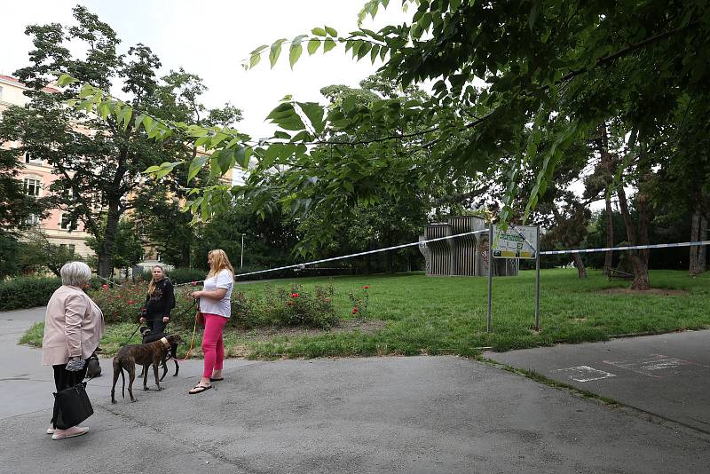 Druhý den byly kvůli nebezpečí pádu stromů uzavřeny Sady Svatopluka Čecha a také část Vinohradské ulice a probíhal zde dendrologický průzkum.