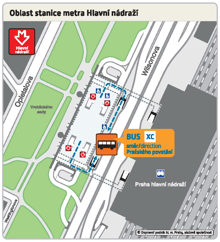 Kde najdete náhradní bus ve stanici Hlavní nádraží.