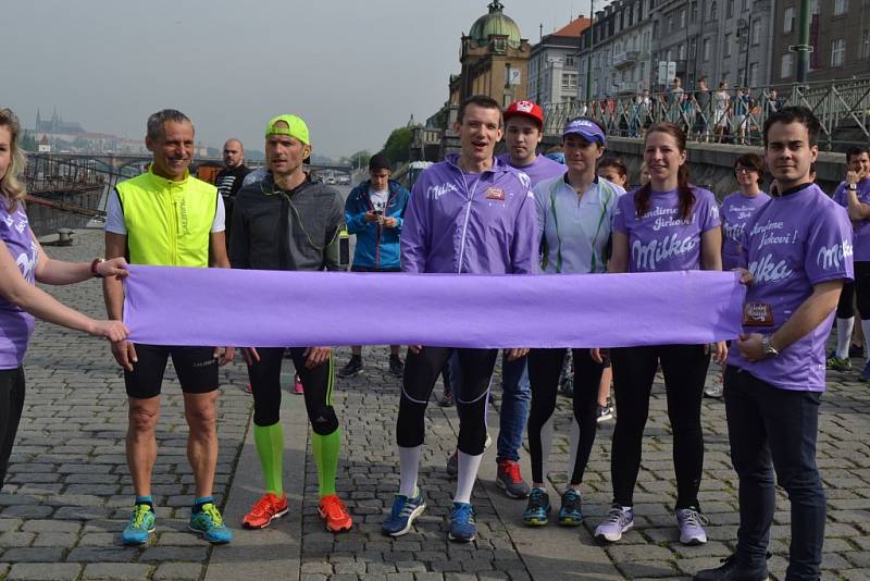 Z pražského zahájení běžeckého projektu Jiřího Gruntoráda 'Jiří běží - poslední kousek'.