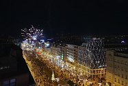 Silvestrovské oslavy na Václavském náměstí.