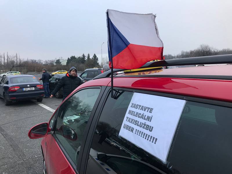 Protest taxikářů v Praze 8. února