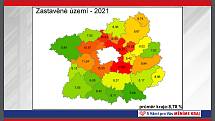 Zhruba desetina území Středočeského kraje je zastavěná, podíl se postupně zvyšuje.