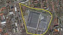 Na místě skladového areálu Westpoint má vzniknout nová obytná čtvrť. Situační plánek.